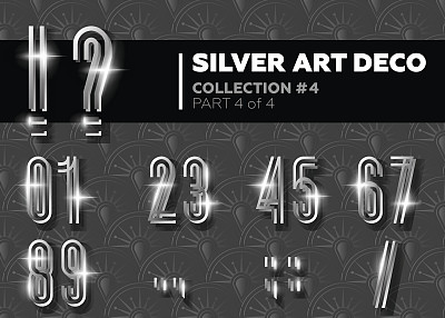 矢量艺术装饰字体。闪亮的银色复古字母表。盖茨比的风格。图片下载