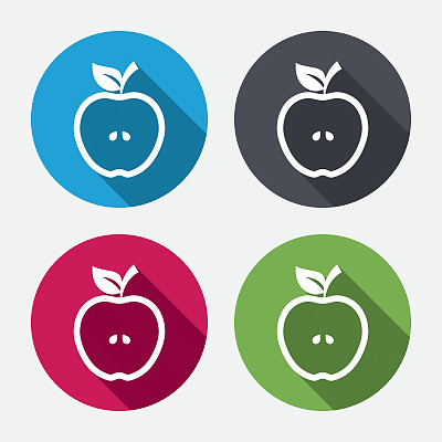 苹果标志图标。水果与叶子的象征。图片下载