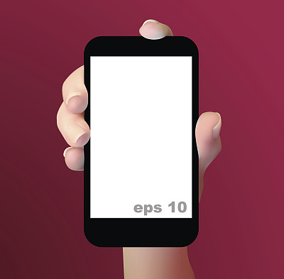 女人手握平板触摸手机素材图片