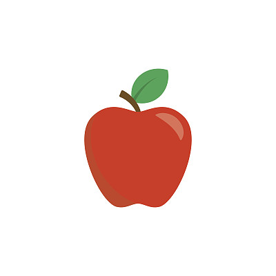 在白色背景上孤立的红苹果。矢量图标图片下载