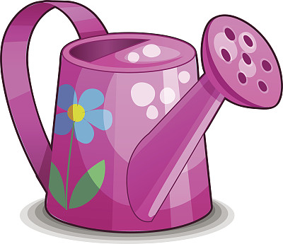 详细的图标。粉红色的喷壶孤立在白色的背景上图片下载