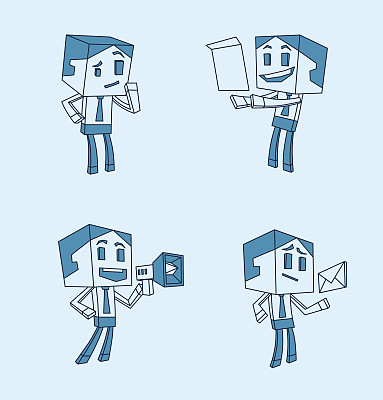 一组立方体业务人员，行动图片下载