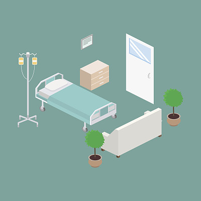 等距医院设计室内矢量插图图片下载