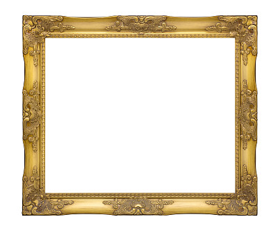 古老的经典金色相框与剪切路径图片下载