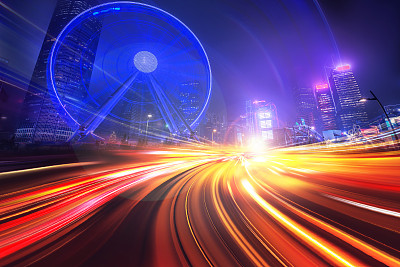 摘要运动速度光与夜晚城市背景图片下载