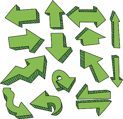 可爱的绿色涂鸦箭头向量图片下载