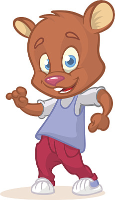 卡通兔子跳舞。矢量插图的快乐卡通熊跳舞。吉祥物、海报或图标设计图片下载