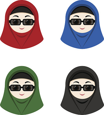 戴头巾的卡通女孩头像图片下载