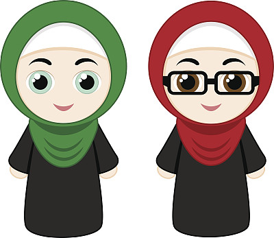 戴着头巾的卡通女孩图片下载