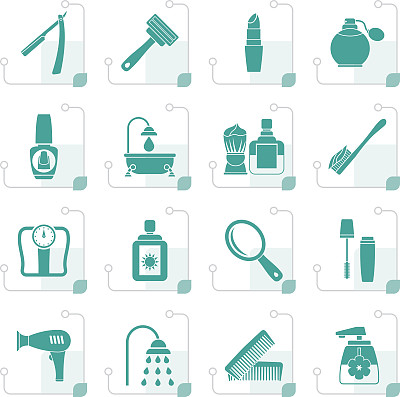 程式化的身体护理和化妆品图标图片下载