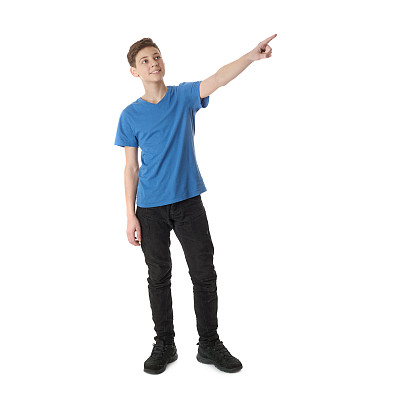 可爱的少年在白色孤立的背景图片下载