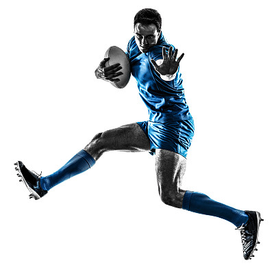 橄榄球运动员剪影孤立图片下载
