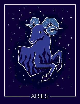 黄道星座白羊座的夜晚星空背景。图片下载