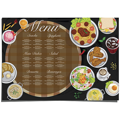菜单食品餐厅模板设计手绘图形。图片下载