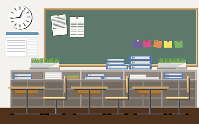 矢量平面插图的教室在学校图片下载