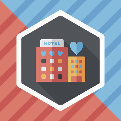 情人节酒店的长影子图标，eps10图片下载