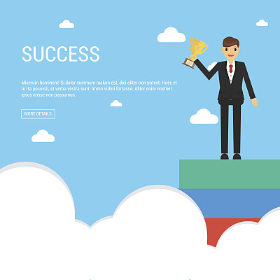 成功概念：商人手持奖杯，领导力概念，男人捧着冠军杯图片下载