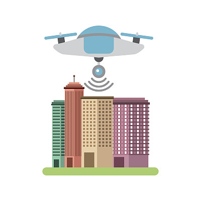 无人机飞行技术与城市景观图片下载