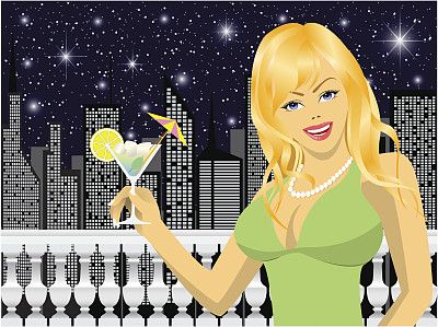 鸡尾酒的女孩图片下载