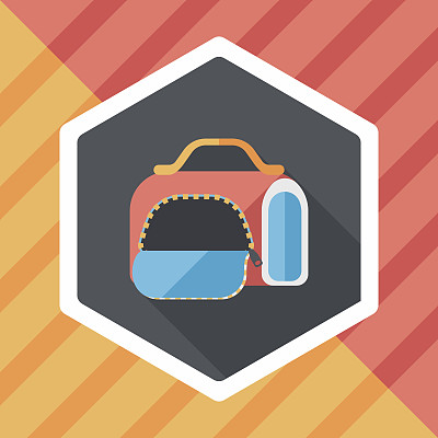 宠物狗旅行笼平面图标与长影子，eps10图片下载