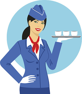 穿着蓝色制服的空姐的插图图片下载