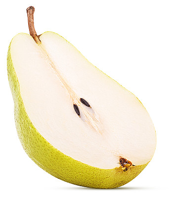 鲜梨，切成两半素材图片