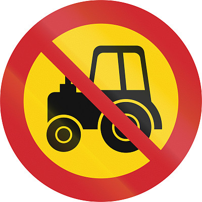 在瑞典使用的路标-没有拖拉机，建筑车辆等图片下载