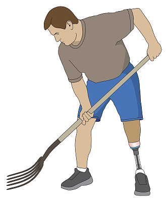 截肢者使用干草叉图片下载