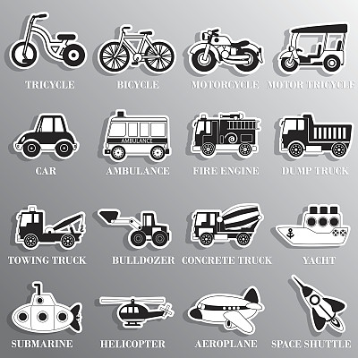 黑白相间的可爱车素材图片