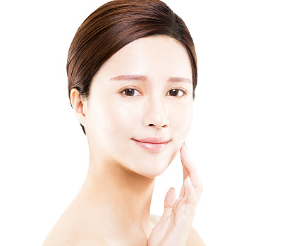 年轻女子美丽的脸肖像孤立在白色素材图片