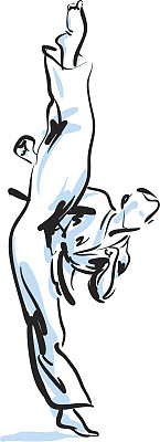 空手道踢，矢量插图图片下载