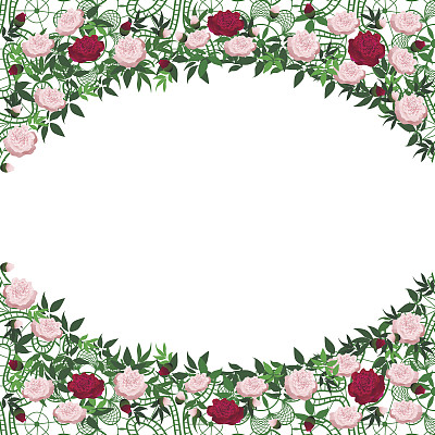 牡丹花叶相框图片下载