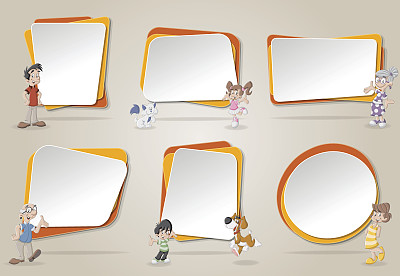 可爱快乐的卡通家庭与宠物图片下载