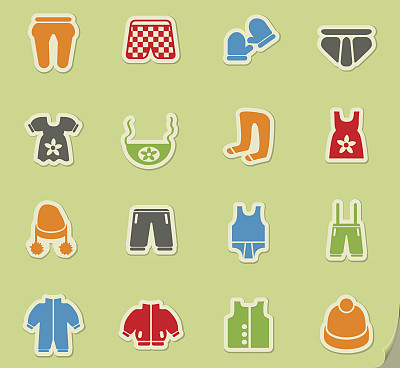 婴儿服装图标套装图片下载