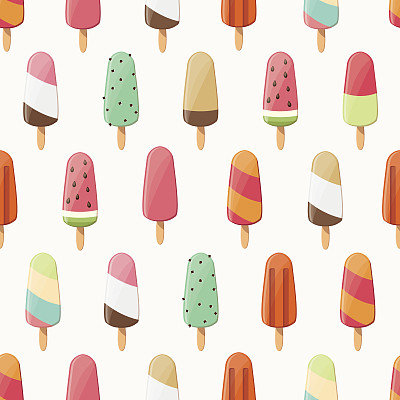 冰淇淋无缝图案，五彩缤纷的夏日背景，美味的甜品图片下载
