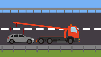 拖车在路上载着一辆车图片下载