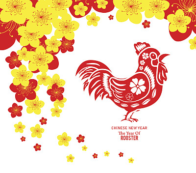 中国新年。鸡年樱花盛开图片下载