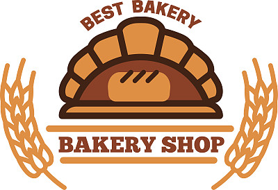 有机面包店的标志与砖炉面包图片下载