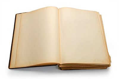 翻开空白的古书，孤立在白色的背景上图片下载