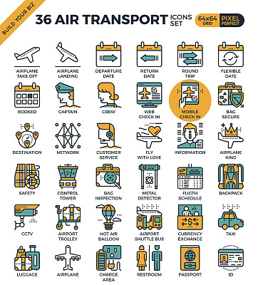 航空出行线性图标图片下载