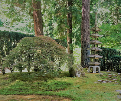 日式花园带有小宝塔图片下载