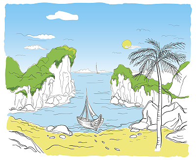 海滩上的小船图片下载