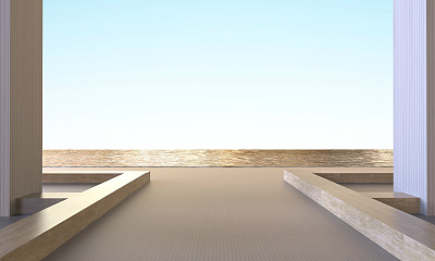 现代简单的海滩休息室和椅子最小的开放空间图片下载