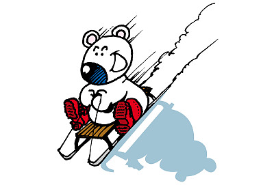 快乐的北极熊在雪橇上图片下载