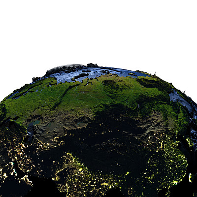 在地球上的中亚，有夸张的山脉图片下载