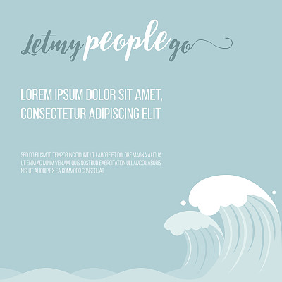 逾越节快乐的海报与字母让我的人民去蓝色波浪的背景图片下载