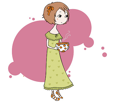 喝着可可的女孩图片下载