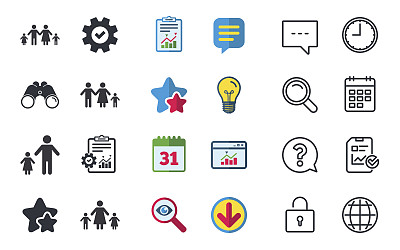 有两个孩子的家庭签名。父母和孩子。图片下载