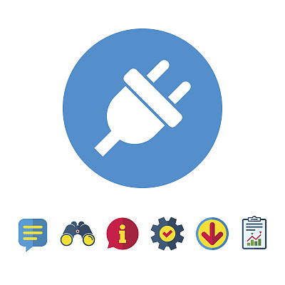 电插头标志图标。电力能源的象征。图片下载