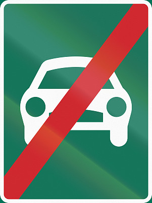 瑞典使用的路标-高速公路的尽头图片下载